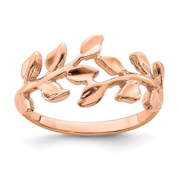 14K Rose Polished Leaf RingThe Wholesale Jewelers